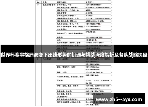 世界杯赛事格局演变下出线形势的机遇与挑战深度解析及各队战略抉择