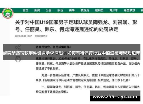 魏震禁赛罚款事件引发争议深思：如何看待体育行业中的道德与规则边界